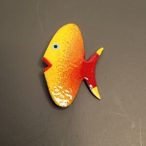 Artist metal fish painted enamel